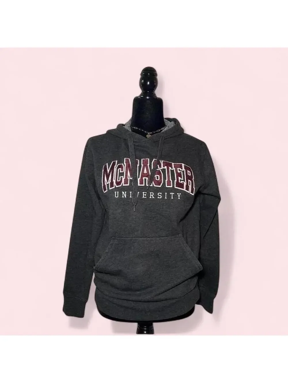 Y2K 2000s Preppy McMaster University Grey Pullover Hoodie - Picture 1 of 4